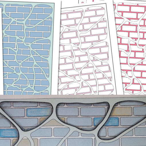 brick behind coloring page with different versions to choose from